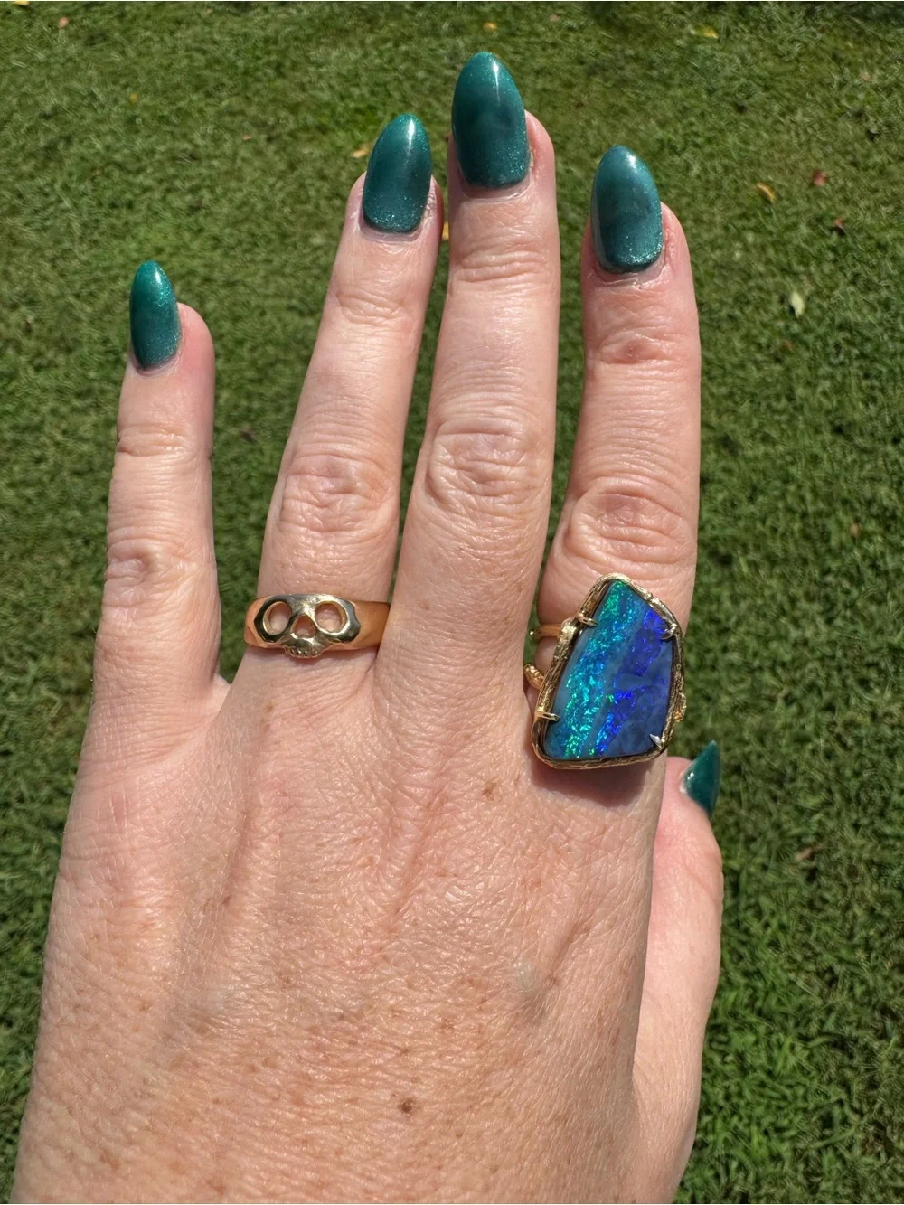 Elisabeth Bell Jewelry 14k Gold and Opal Ring - size 8.5